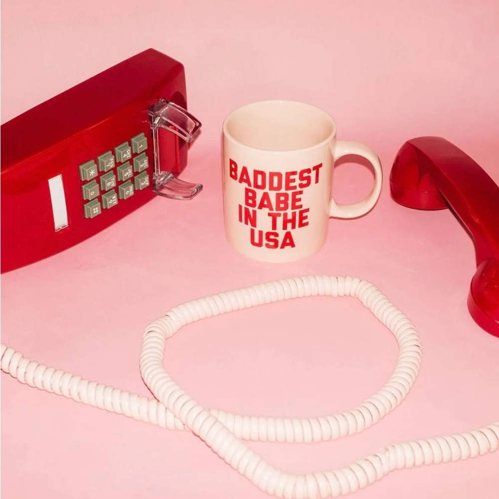 NWT Baddest Babe in USA Ceramic Mug in Pink